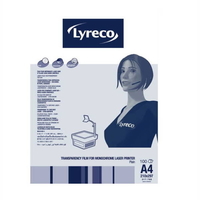 LYRECO A4 PLAIN LASER PRINTER TRANSPARENCY FILM - BOX OF 100 SHEETS