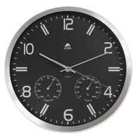 ALBA WEATHER QUARTZ WALL CLOCK D 300MM BLACK AND SILVER