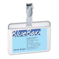 DURABLE SELF-LAMINATING BADGES 54 X 90MM - PLASTIC CLIP - BOX OF 25