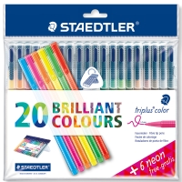 Staedtler 323 kuitukärkik. 1,0mm bonuspaketti väril., myyntierä = 20 ja 6 kynää