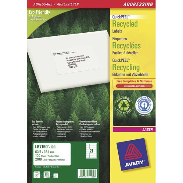 AVERY L7654-100 MINI LASER LABELS 45.7 X 25.4MM - BOX OF 100