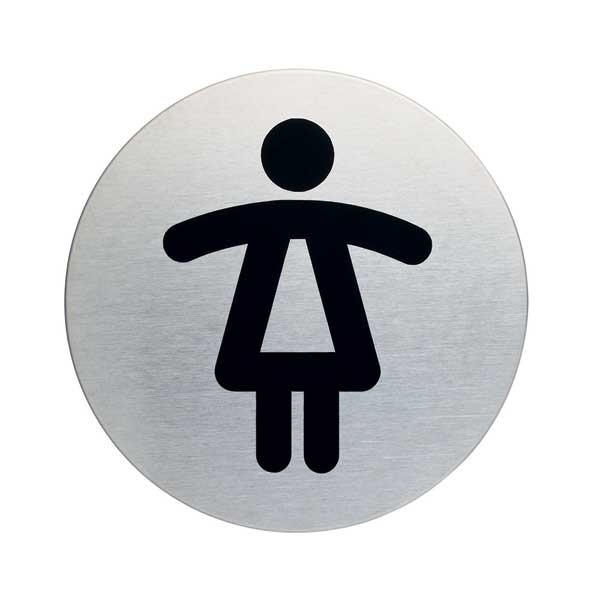 DURABLE STAINLESS STEEL PICTOGRAM SIGN, 4 3/4'' X 3 1/2'', WOMEN