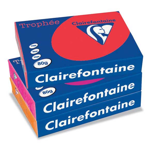 Clairefontaine Trophée 1227 coloured paper A4 120g coral red - pack 250 sheets