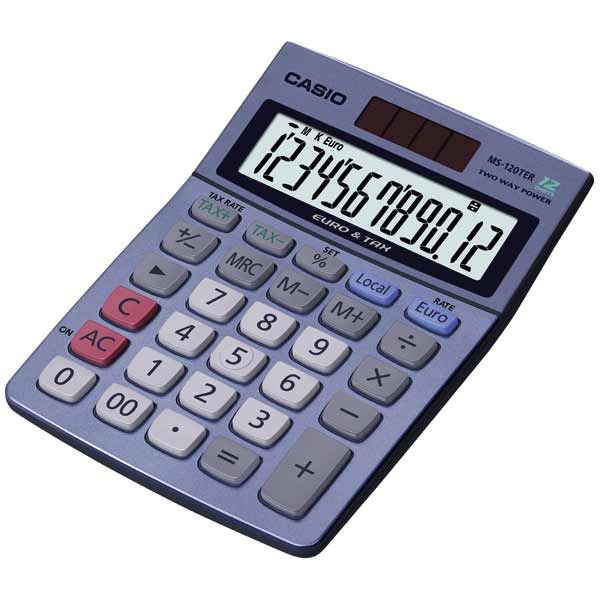 Casio MS-120TER Euro/verolaskin 12 numeron näyttö