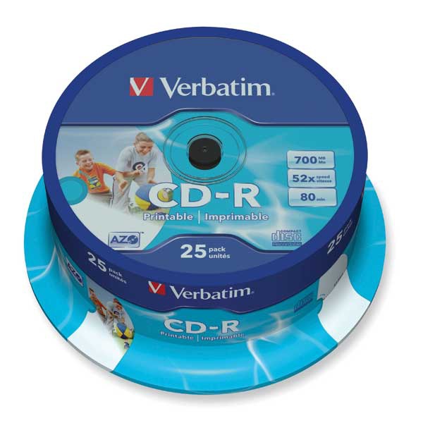 Verbatim CD-R 80min 700MB 52x tulostettava spindle, 1 kpl=25 levyä