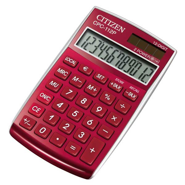 CITIZEN CPC-112 BASIC+  CALCULATOR 12 DIGITS BURGUNDY