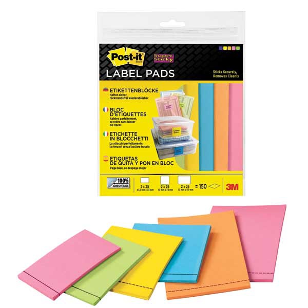 Post-it Super Sticky merkintätarra, väri- ja kokolajitelma, 6 lehtiötä