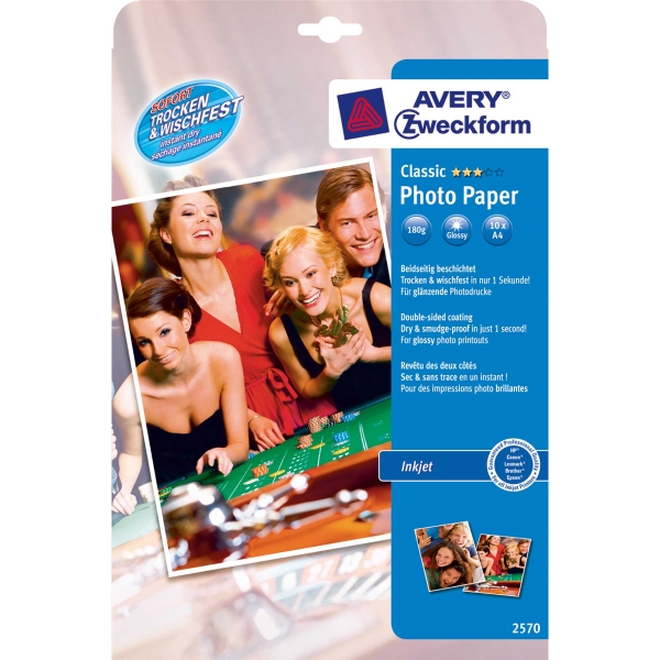 Avery Inkjet valokuvapaperi 10x15cm 180g glossy, 1 kpl=100 arkkia