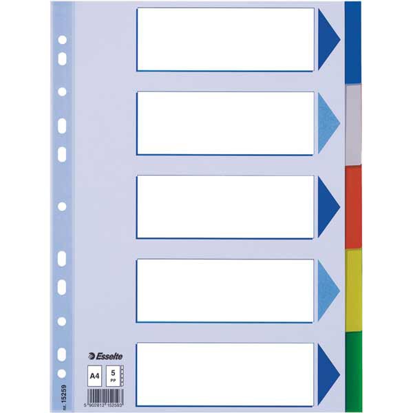 ESSELTE 5- PART DIVIDER PP ASST COL