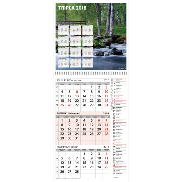 AJASTO TRIPLA WALL CALENDAR 290X145MM