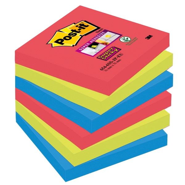 Post-it Super Sticky viestilappu Bora Bora 76x76mm, 1 kpl=6 nidettä