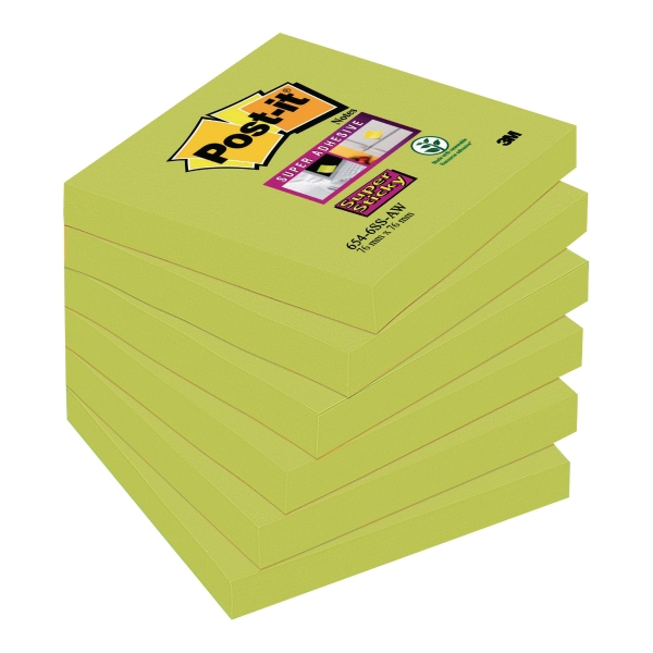 Post-It Super Sticky viestilappu 76x76mm parsanvihreä, 1 kpl=6 nidettä