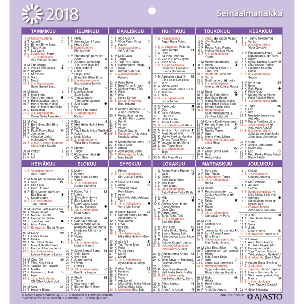 AJASTO SEINAALMANAKKA WALL CALENDAR