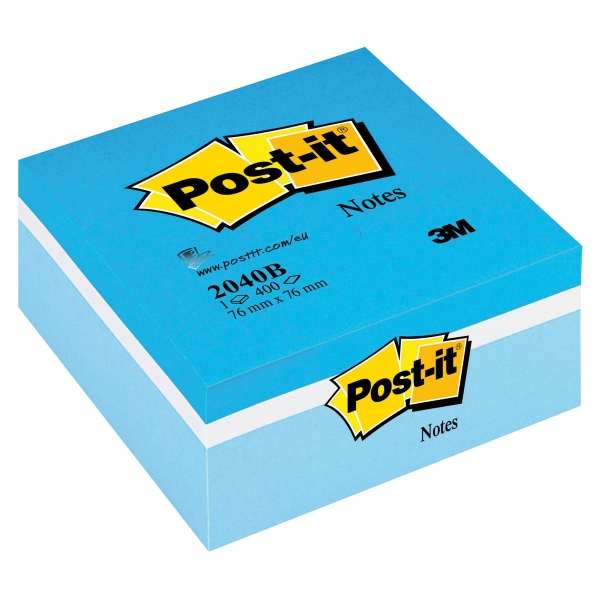 Post-It viestilappukuutio 76 x 76mm, sini-valkoinen