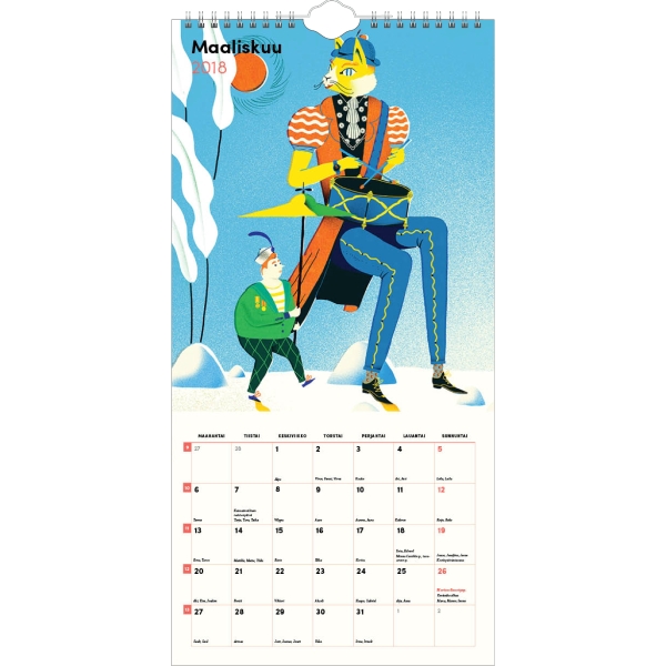 AJASTO UNI WALL CALENDAR 210X420MM