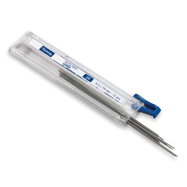 LYRECO PENCIL LEAD REFILLS 0.5MM 2H - TUBE OF 12