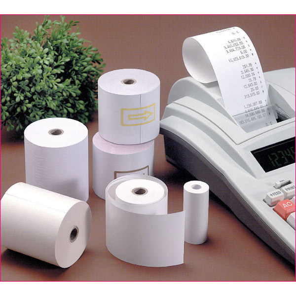 Pack 8 bobinas papel térmico para calculadora 55g/m2. 42mx80mmx60mm.