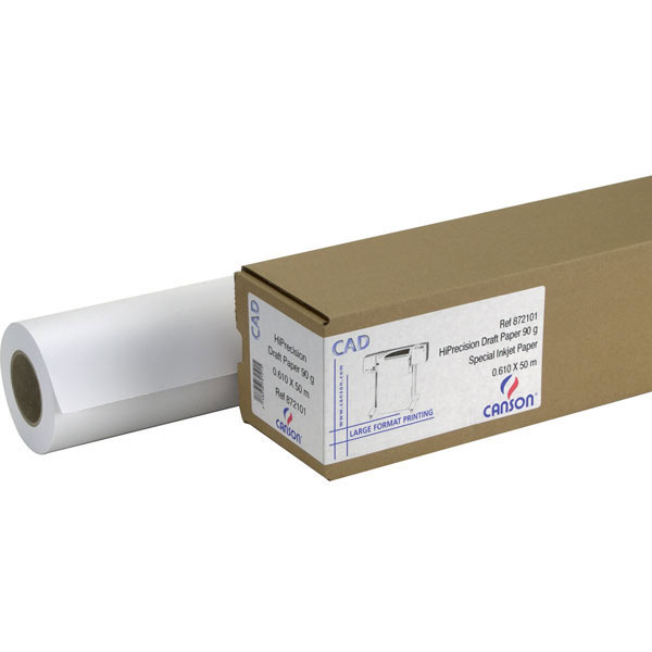 Rolo de papel plotter CAD Hi cor inkjet 90g/m2 CANSON