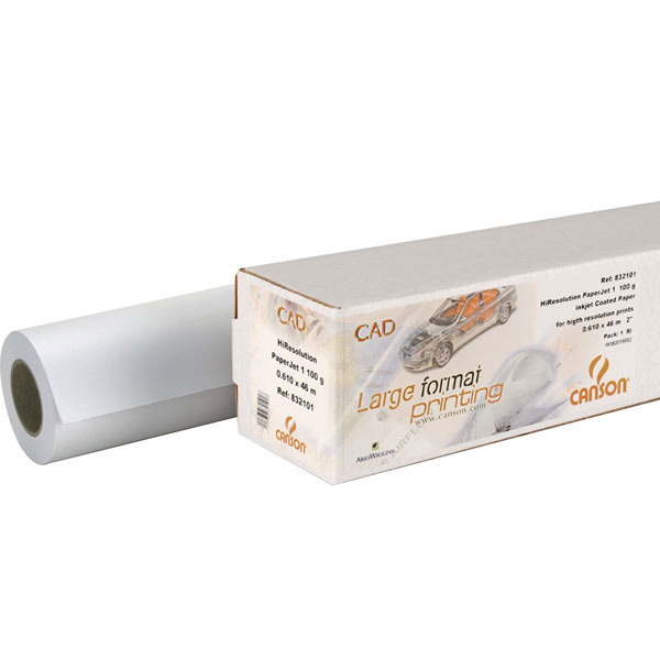 Rolo de papel plotter CAD 90 g/m2 CANSON. Largo: 610 m. Largo: 50 m